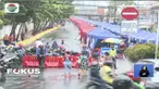 Ratusan PKL Jatibaru berunjuk rasa di depan kantor Ombudsman Jakarta menuntut laporan hasil akhir pemeriksaan penataan PKL.