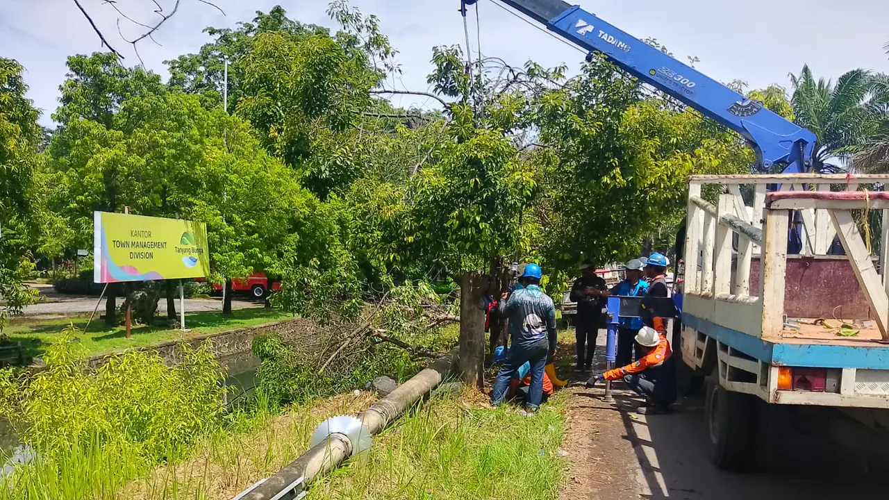 tujuh tiang listrik roboh. (Liputan6.com/Fauzan)