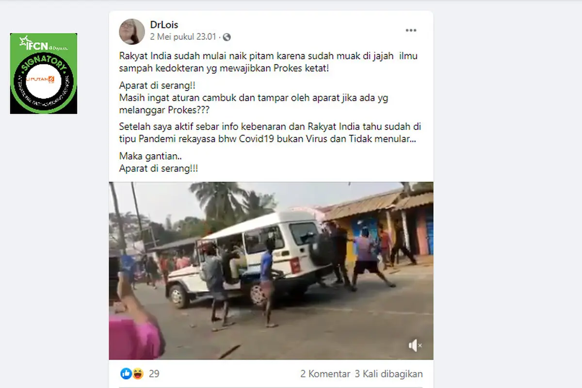 Cek Fakta Liputan6.com menelusuri klaim video Rakyat India marah karena sudah muak dengan prokes Covid-19