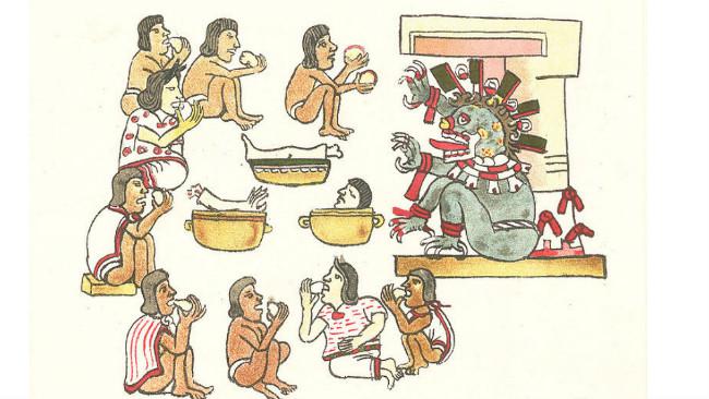 Ilustrasi praktik kanibalisme bangsa Aztec. (Sumber Wikimedia Commons)