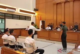 Sidang kasus penculikan dan pembunuhan terhadap seorang kepala cabang (kacab) bank BUMN. (Antara)