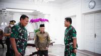 Wakil Presiden Ma’ruf Amin menerima Panglima TNI Laksamana Yudo Margono dan Kepala Staf Angkatan Laut (KSAL) Laksamana Muhammad Ali di Kediaman Wapres, Jakarta.(Ist)