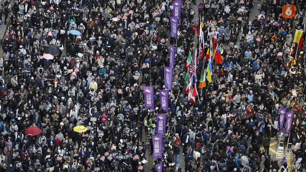 Demonstrasi terbesar di Hong Kong.