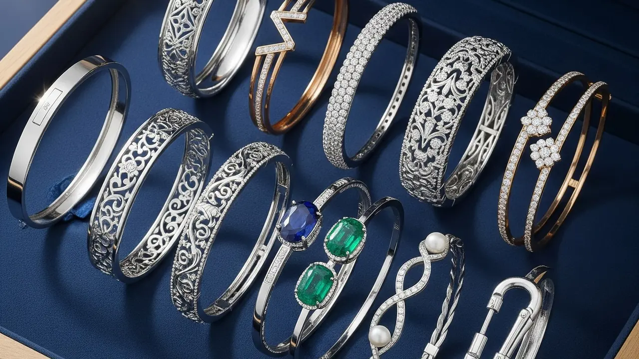 Rekomendasi Gelang Bangle Emas Putih Elegan Tren 2025