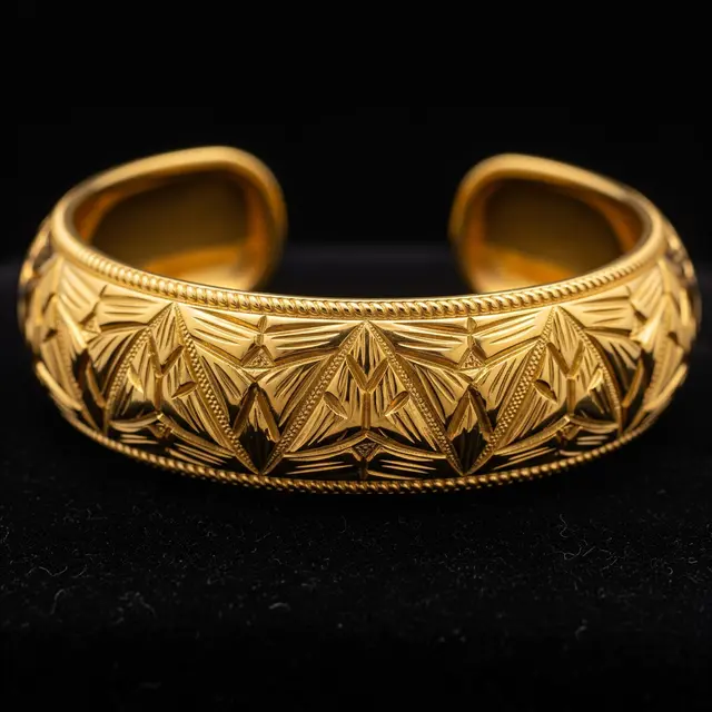 Gelang Emas Kombinasi Ukiran Bali Klasik untuk Sentuhan Etnik Elegan