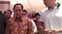 Menristekdikti Mohamad Nasir menghadiri ajang World Post Graduate Expo 2018 di Jakarta. Liputan6.com/Tommy Kurnia