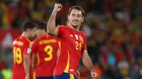 Pemain Timnas Spanyol, Mikel Oyarzabal, merayakan gol dalam pertandingan kualifikasi Piala Dunia 2026 Grup E antara Spanyol dan Georgia di Stadion Manuel Martinez Valero, Elche, Sabtu, 11 Oktober 2025. (AP Photo/Alberto Saiz)&nbsp;&nbsp;&nbsp;