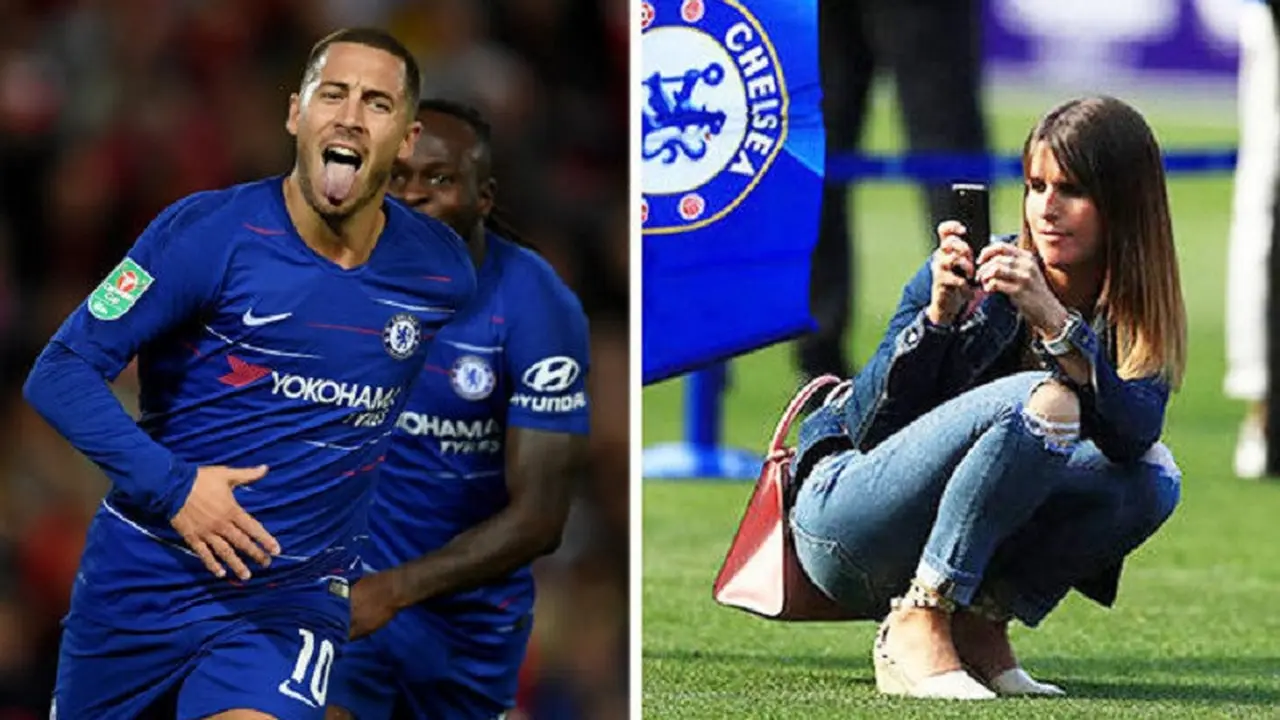 Bintang Chelsea, Eden Hazard dan sang istri, Natacha van Honacker (Istimewa)