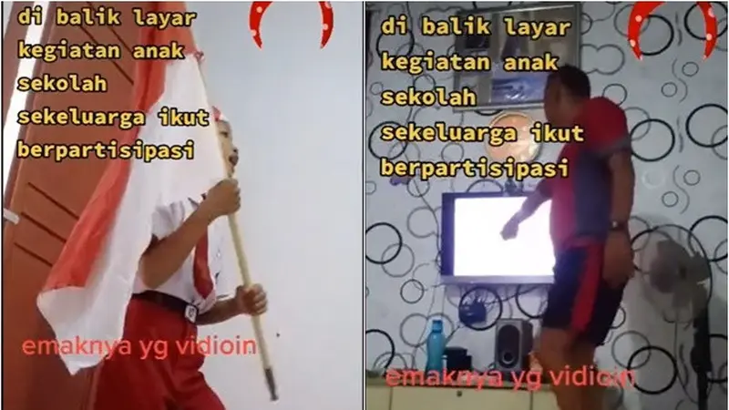 Momen Kocak Satu Keluarga Ajari Anak Sekolah Online, Gaya Sang Ayah Jadi Sorotan