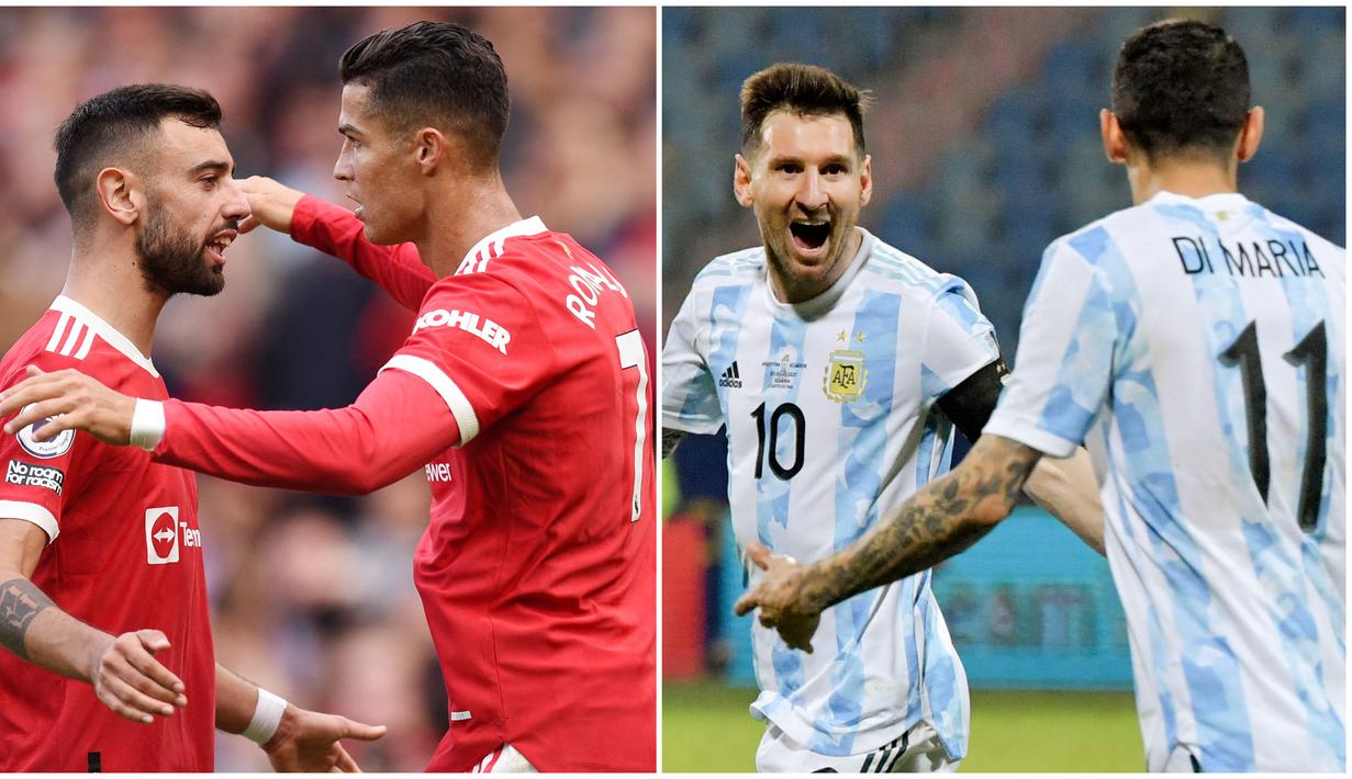Berikut ini lima pasang pesepak bola top dunia yang ternyata main bersama baik di timnas maupun klub. Dua diantaranya Duet Cristiano Ronaldo - Bruno Fernandes dan Lionel Messi dengan Angel Di Maria.