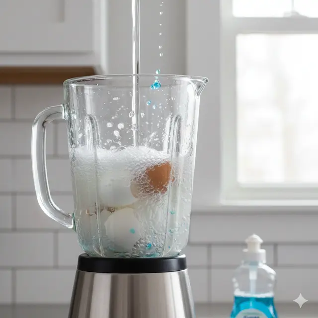 Cara Membersihkan Blender dengan Cangkang Telur (Foto: Gemini AI)
