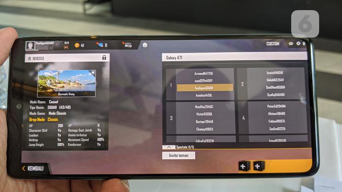 Gim Free Fire di Samsung Galaxy A71