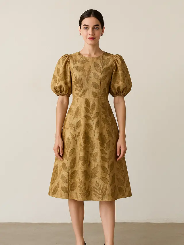 Desain Batik Ecoprint Klasik Lengan Puff