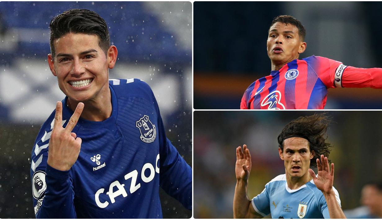 James Rodriguez bergabung Everton dengan status bebas transfer alias pemain gratisan. Selain James Rodriguez ada Edinson Cavani dan beberapa pemain lain yang bergabung secara gratis klub Liga Inggris. Berikut James Rodriguez dan 5 pemain gratis di Liga Inggris. (kolase foto AFP)