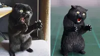 Potret lucu kucing diadaptasi jadi patung