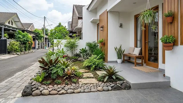 Desain Teras Minimalis Plus Taman Mini untuk Rumah Kecil