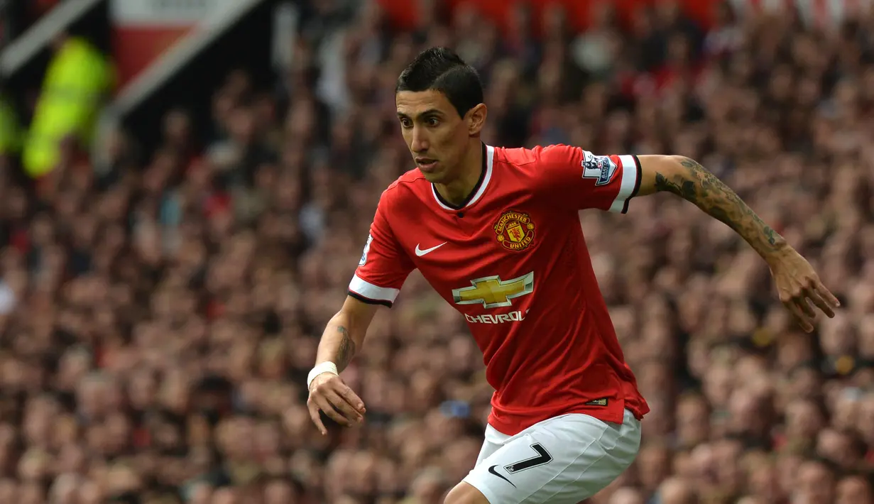 2. Angel Di Maria (75 juta euro) - Gelandang PSG ini tercatat pernah menjadi pemain Argentina dengan transfer termahal saat diboyong Manchester United dari Real Madrid. Di Maria didatangkan Manchester United pada 2014 dengan transfer 75 juta euro. (AFP/Paul Ellis)