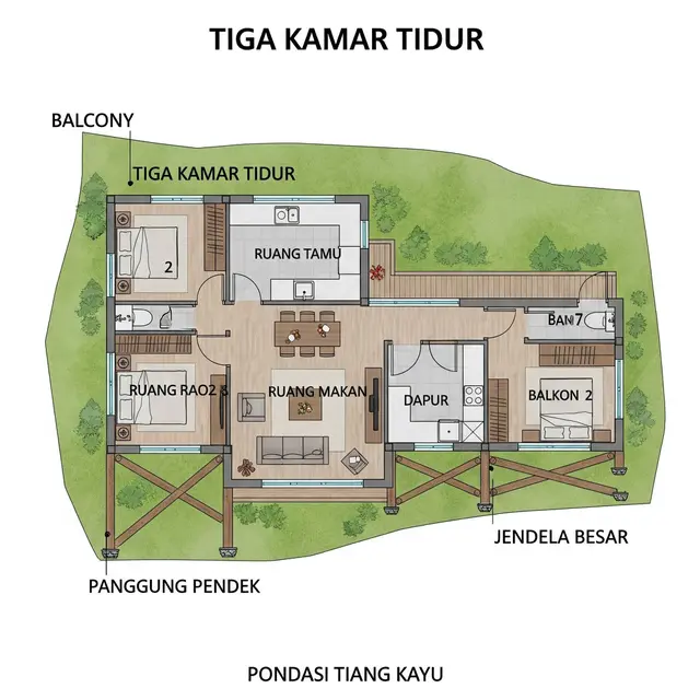 Denah Rumah Sederhana di Pegunungan. Foto: Gemini
