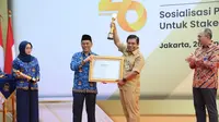 Sekretaris Jenderal (Sekjen) Kemendagri Suhajar Diantoro dalam acara Apel Hari Statistik Nasional (HSN) di Halaman Kantor BPS, Jakarta, Selasa (26/9/2023).