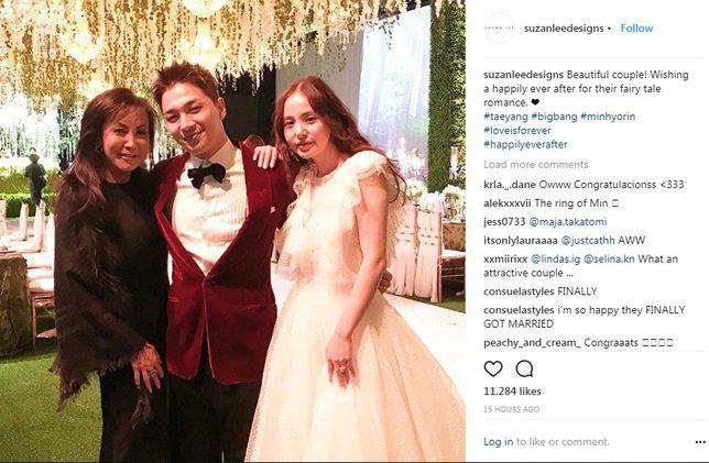 Taeyang dan Min Hyo Rin sempat berganti busana pernikahan | Copyright: Instagram.com/suzanleedesign