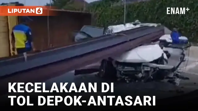 VIDEO: Kecelakaan di Tol Depok-Antasari, Muatan Besi Menimpa Mobil, 2 Penumpang Luka Berat