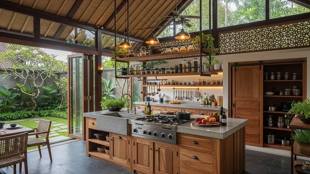 Desain Dapur Luar Rumah yang Nyaman untuk Masak Harian/Gemini AI