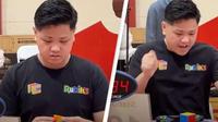 Max Park membuat sejarah dengan memecahkan rekor dunia, untuk waktu tercepat memecahkan kubus 3x3x3. Sumber: Twitter/Max Park