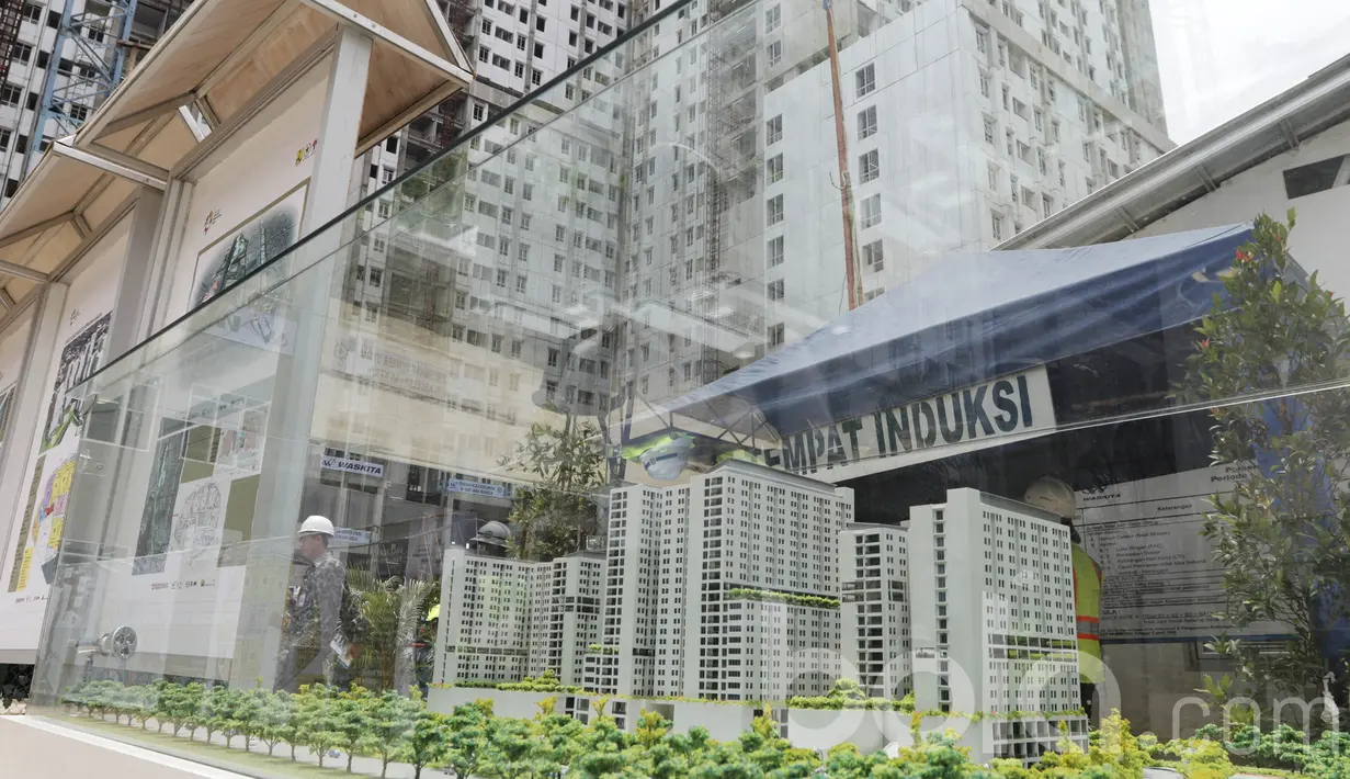 Maket pembangunan wisma Atlet di Kemayoran, Jakarta, Minggu (26/03/2017). Wisma Atlet yang pembangunan nya telah mencapai 70 persen ini dipersiapkan untuk Asian Games 2018. (Bola.com/M Iqbal Ichsan)