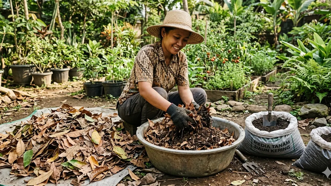 Cara Bikin Media Tanam dari Daun Kering Tanpa Beli Pupuk