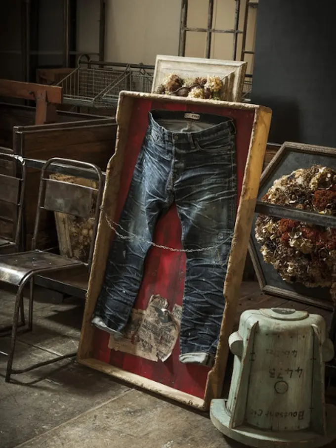 Foto celana denim kolaborasi dengan Tencel