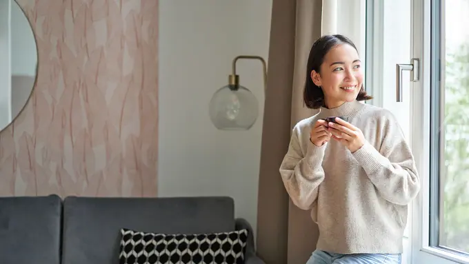 Ilustrasi Wanita Minum Kopi