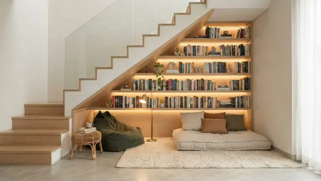 Model Rak Buku di Bawah Tangga