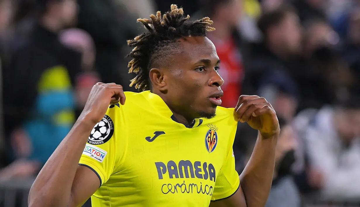 Bayern pun semakin terpacu untuk menambah keunggulan. Namun naas petaka bagi Bayern datang pada menit ke-88 ketika Chukwueze yang belum lama masuk sukses menyamakan kedudukan lewat tembakan first time meneruskan assist Moreno. (AFP/Jose Jordan)