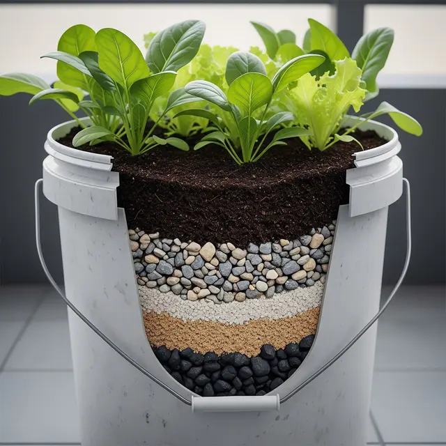 Desain Kebun Sayur di Ember Cat Bekas, Tahan Hujan dan Ramah Lingkungan (AI)