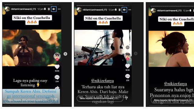 Nikita Mirzani Hingga Najwa Shihab Terharu dan Puji Penampilan Niki Zefanya di Panggung Coachella. (instagram.com/nikitamirzanimawardi_172)