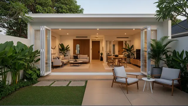 Model Rumah Kecil dengan Halaman Menyatu ke Ruang Tamu