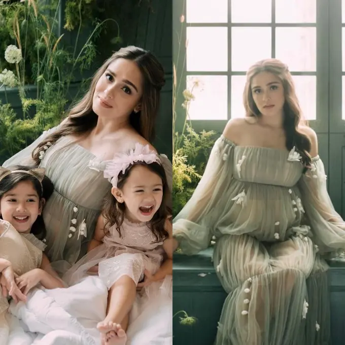 9 Gaya Maternity Shoot Yasmine Wildblood Kompak Kenakan Dress Bersama Kedua Putrinya, Semuanya Cantik Bak Bidadari