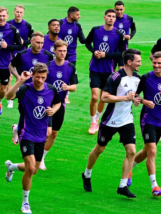 Di EURO 2024, timnas Jerman akan diperkuat tiga pemain senior yang memiliki catatan tampil lebih dari 100 pertandingan. (Tobias SCHWARZ/AFP)