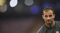 Massimiliano Allegri melihat celah pada pertahanan Real Madrid yang bisa ditembus. (Filippo MONTEFORTE / AFP)