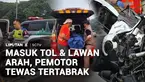 Seorang pengendara motor sport tewas dalam kecelakaan di Tol Cijago, Cimanggis, Depok, Jawa Barat. Motor yang ditumpangi dua orang itu lawan arah di jalan tol hingga bertabrakan dengan taksi.