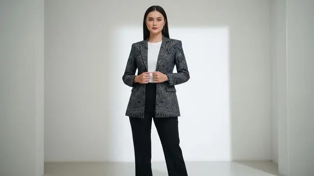 Model Baju Lurik Blazer yang Elegan di 2025/ Ilustrasi AI