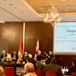 Wakil Presiden Ma’ruf Amin saat berada di hadapan pemuka lintas agama di Bratislava, Slovakia, Senin (27/11/2023). (Liputan6.com/Delvira Hutabarat).
