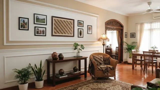 Interior rumah dengan lis dinding