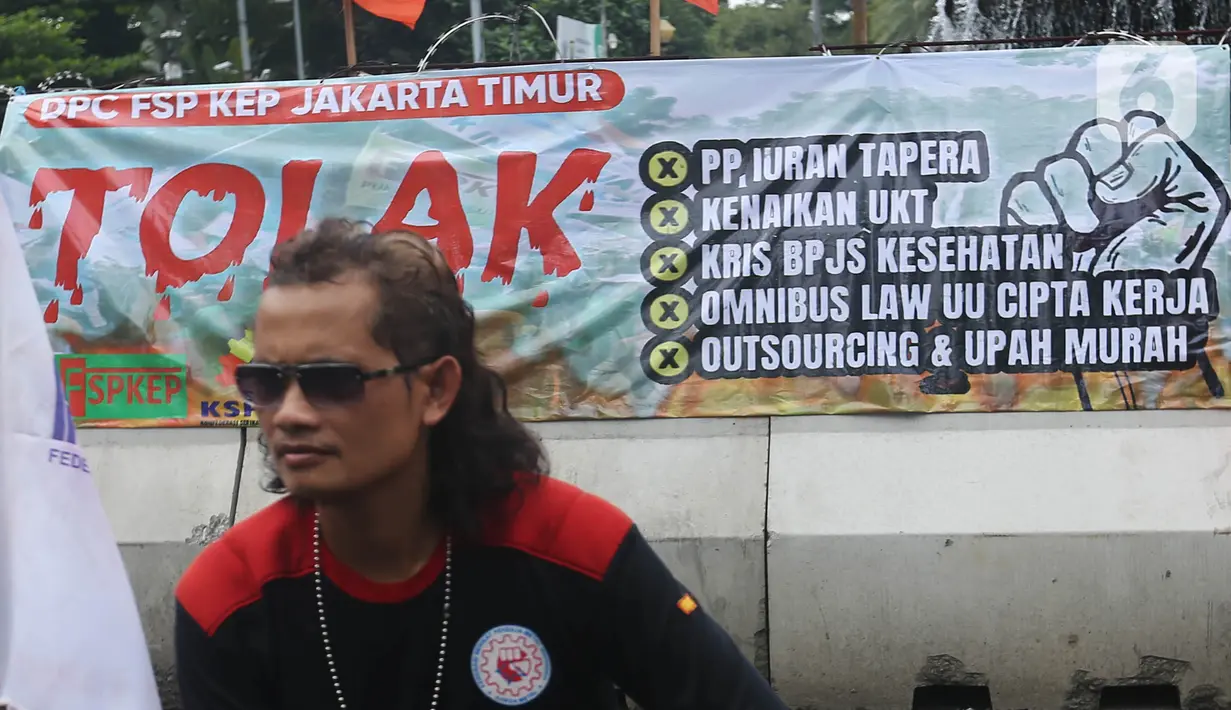 Presiden Konfederasi Serikat Pekerja Indonesia (KSPI), Said Iqbal mengatakan iuran dana Tapera itu dapat merugikan dan membebani pekerja. (Liputan6.com/Angga Yuniar)