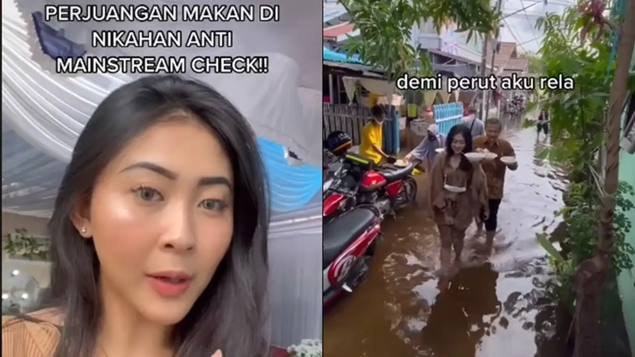Viral Perjuangan Makan di Nikahan saat Banjir, Curi Perhatian Warganet