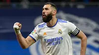 Dengan 38 poin, Karim Benzema saat ini berada di urutan kelima pencetak gol terbanyak di lima liga top Eropa. Pemain Prancis tersebut tampil luar biasa untuk Real Madrid dengan mencetak 19 gol dan memberikan 9 assist dalam 23 pertandingan La Liga musim ini. (AFP/Oscar Del Pozo)