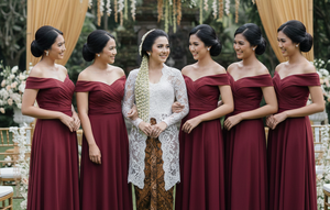 8 Model Baju Bridesmaid Burgundy: Tampilan Elegan, Serasi, dan Menawan di Hari Pernikahan (foto: Gemini AI)