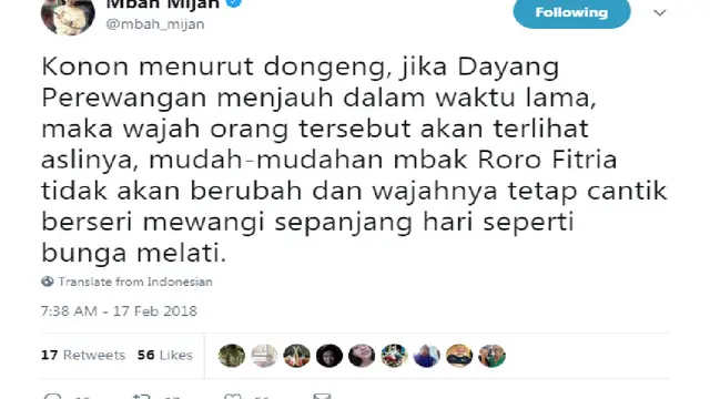 Mbah Mijan Ramal Roro Fitria