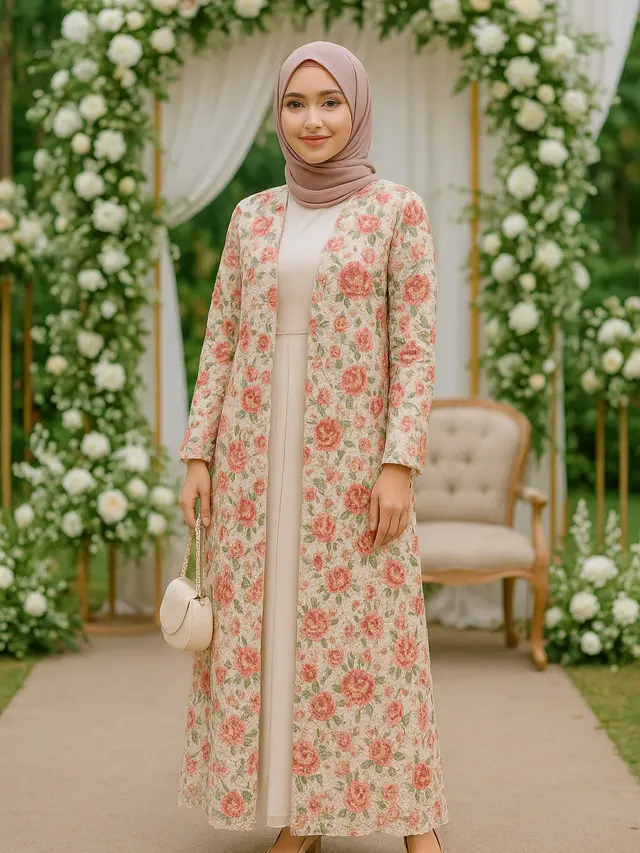 Model Cardigan Brokat Panjang untuk Kondangan