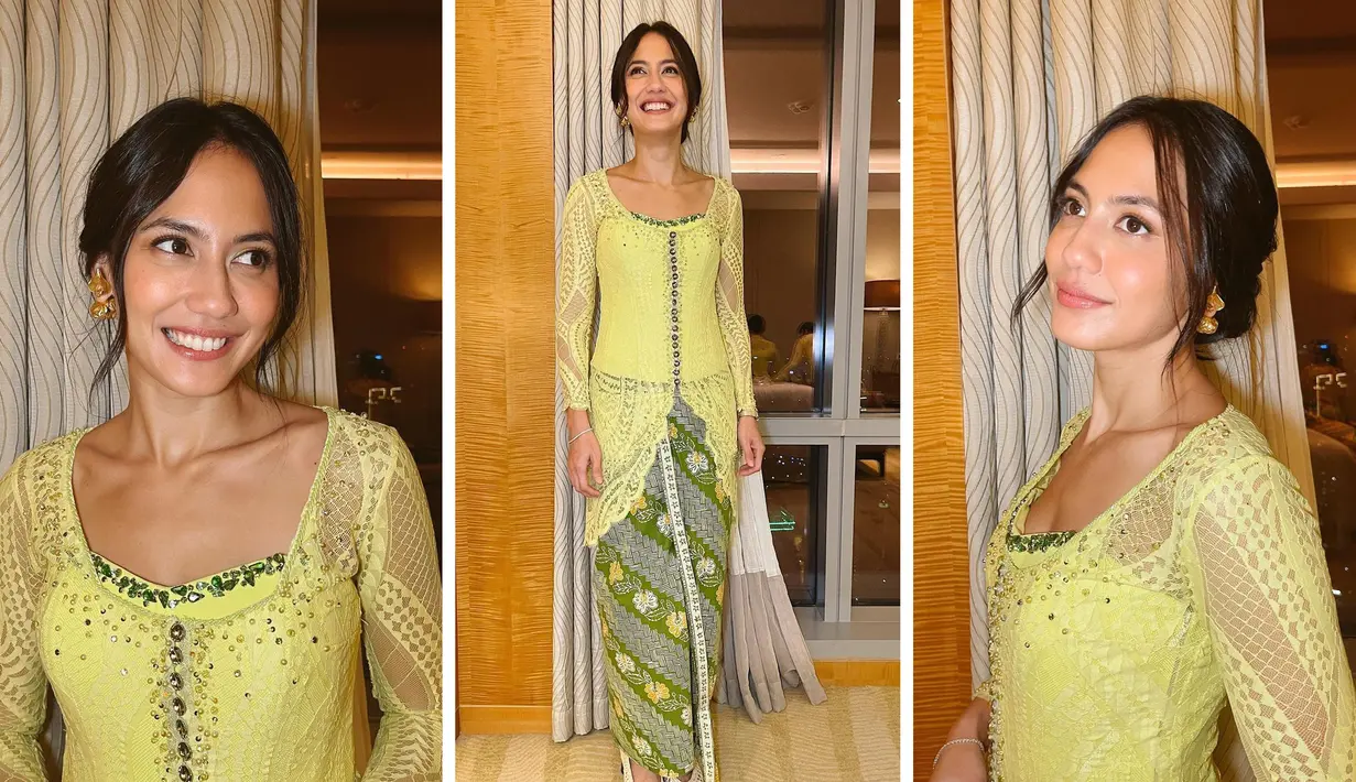 Foto kolase Pevita Pearce saat mengenakan kebaya berwarna kuning. Ia begitu memesona dengan senyumnya yang manis. Tak heran setiap unggahan foto artis blasteran Indonesia-Inggris nyaris itu selalu ramai dikomentari netizen.  (Instagram/pevpearce)